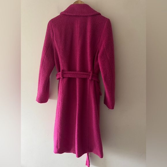 LIKE NEW! Ann Taylor Wool Blend Pink Notch Collar Wrap Trench Coat - Picture 9 of 12